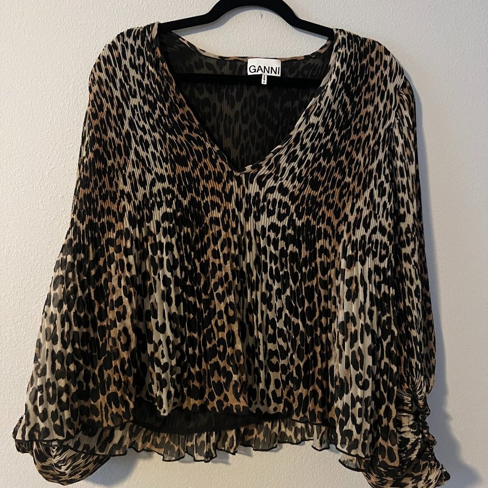 Ganni Leopard Print Blouse